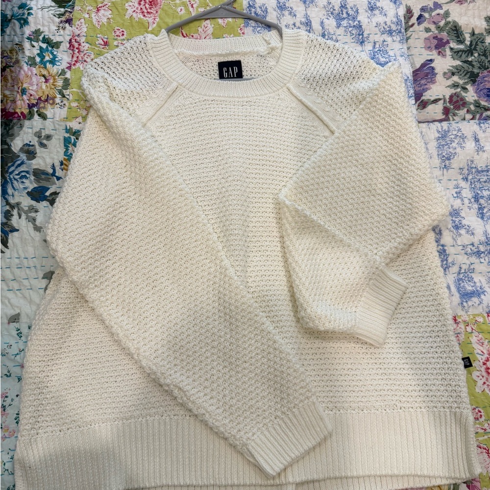 GAP Cream Textured Crew Sweater